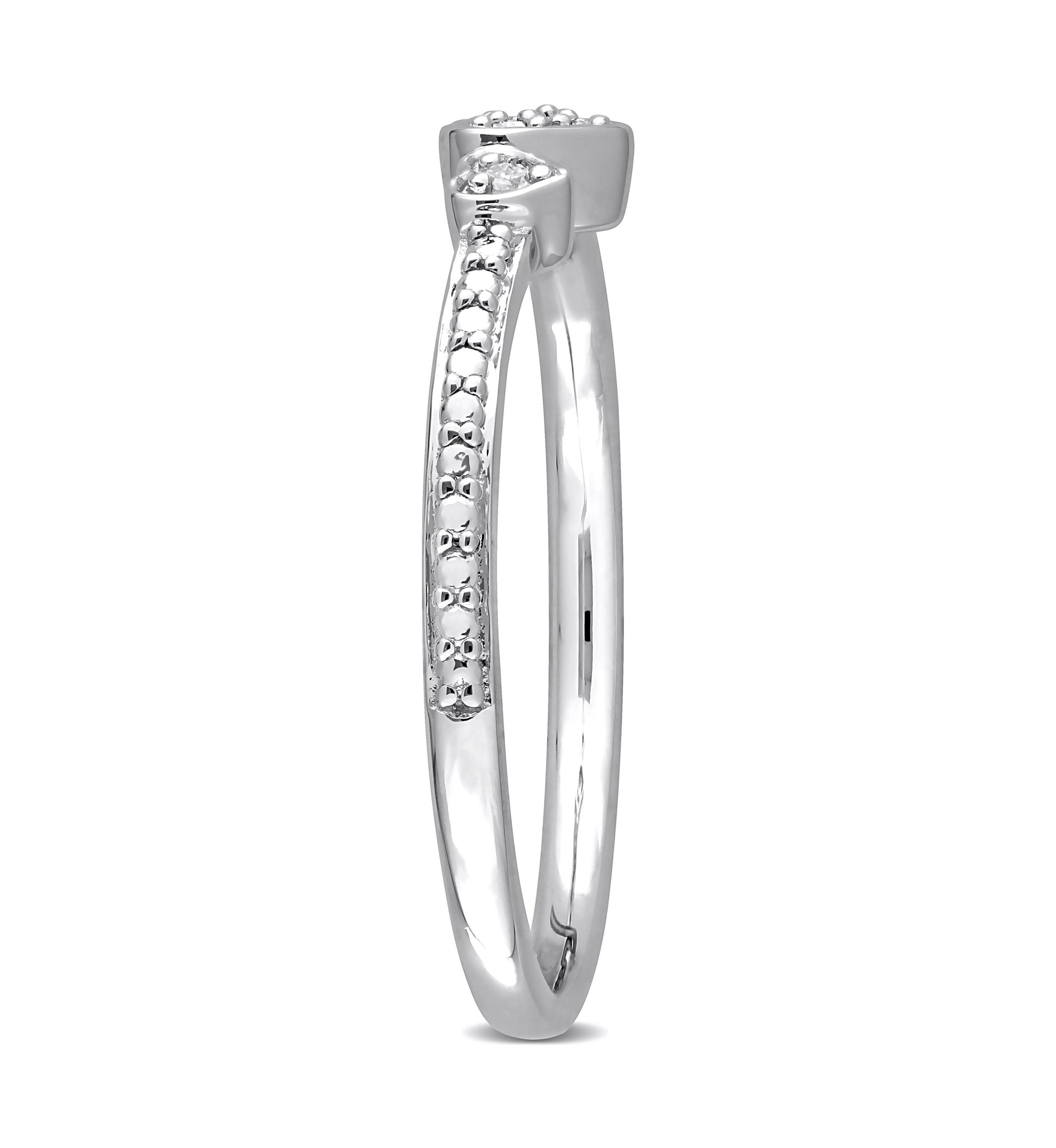 Diamond Accent Double Heart Promise Ring in Sterling Silver