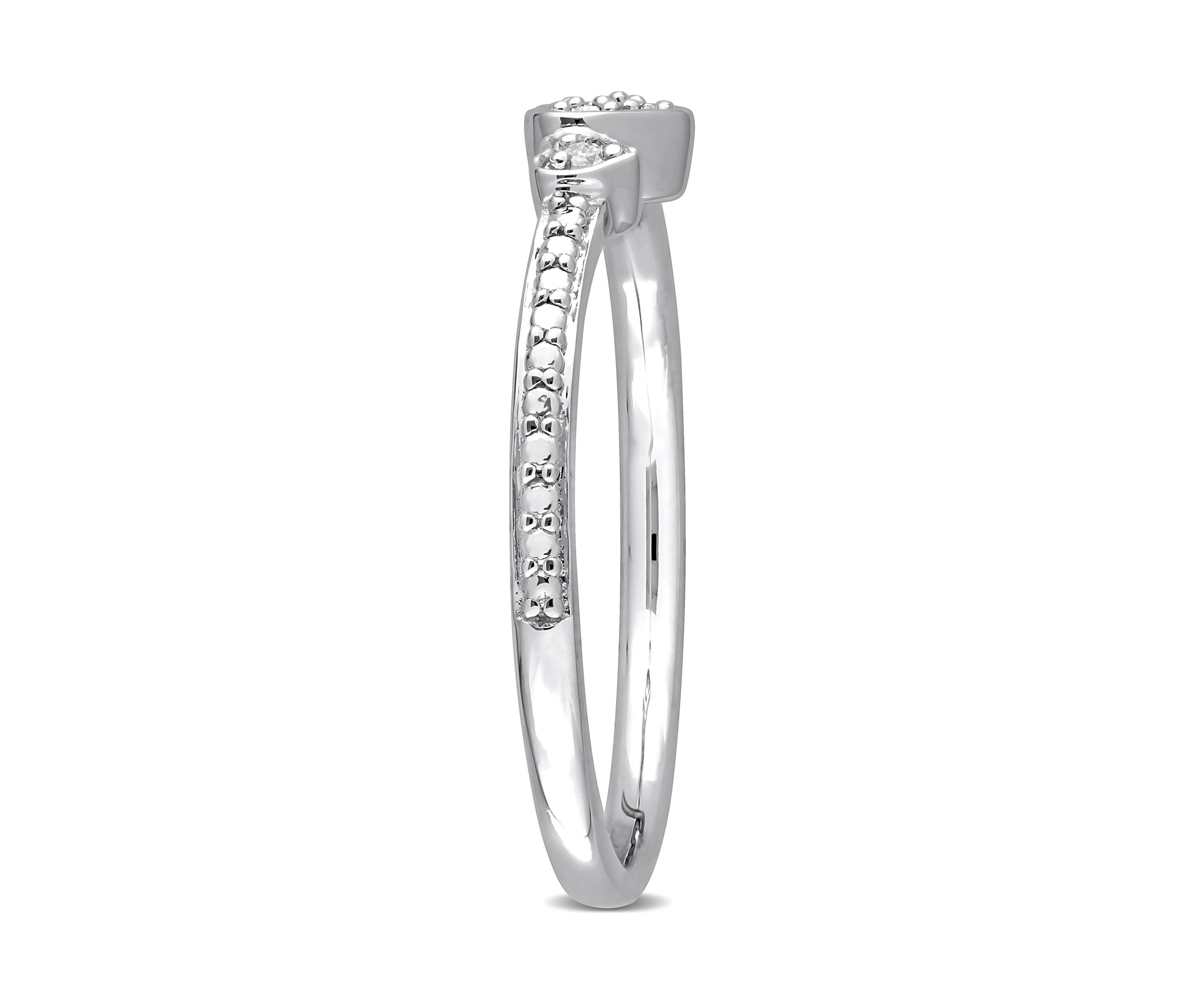 Diamond Accent Double Heart Promise Ring in Sterling Silver