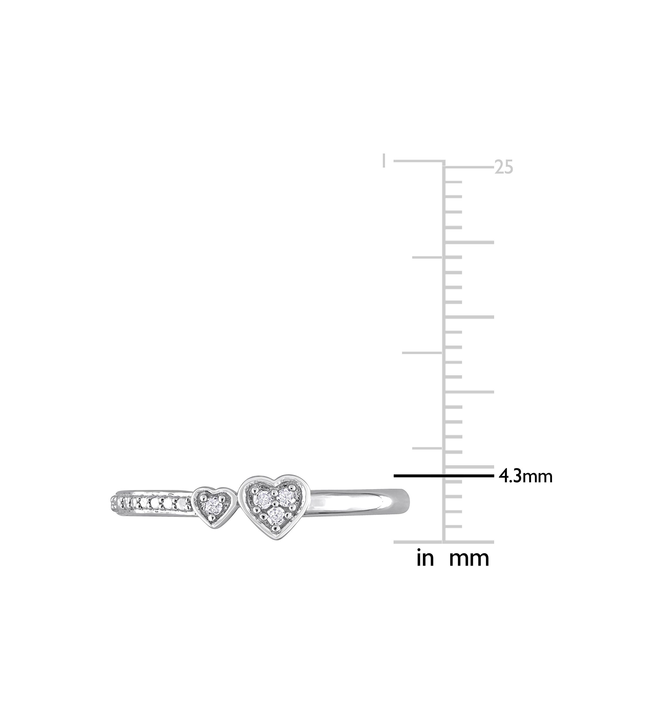 Diamond Accent Double Heart Promise Ring in Sterling Silver