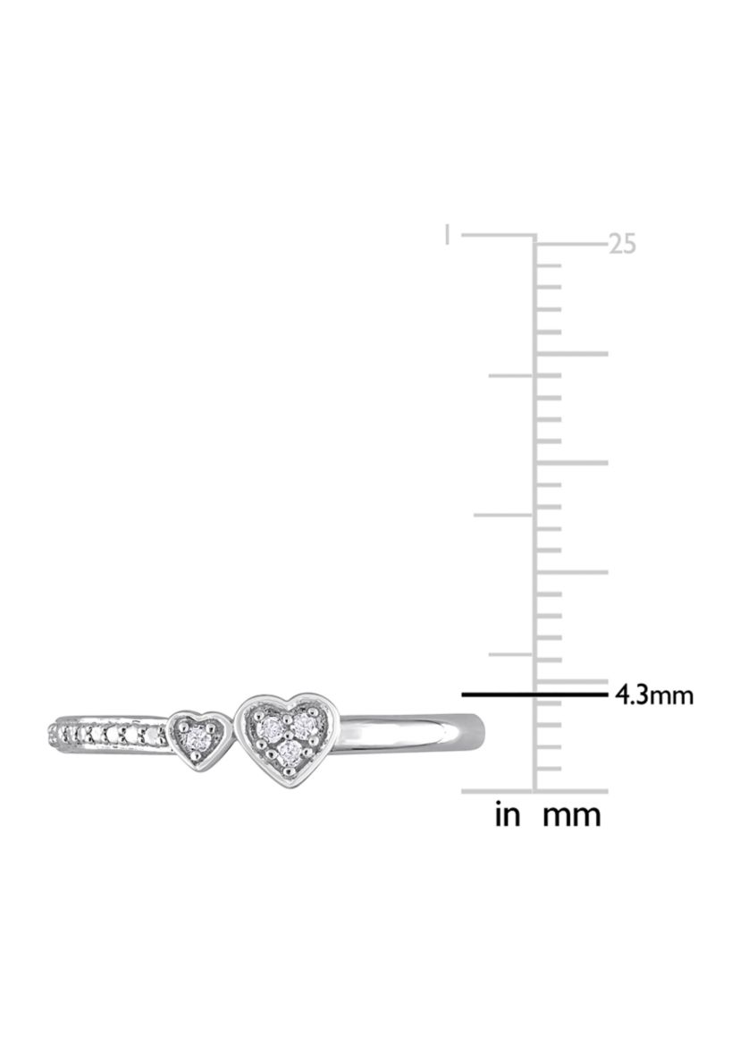 Diamond Accent Double Heart Promise Ring in Sterling Silver