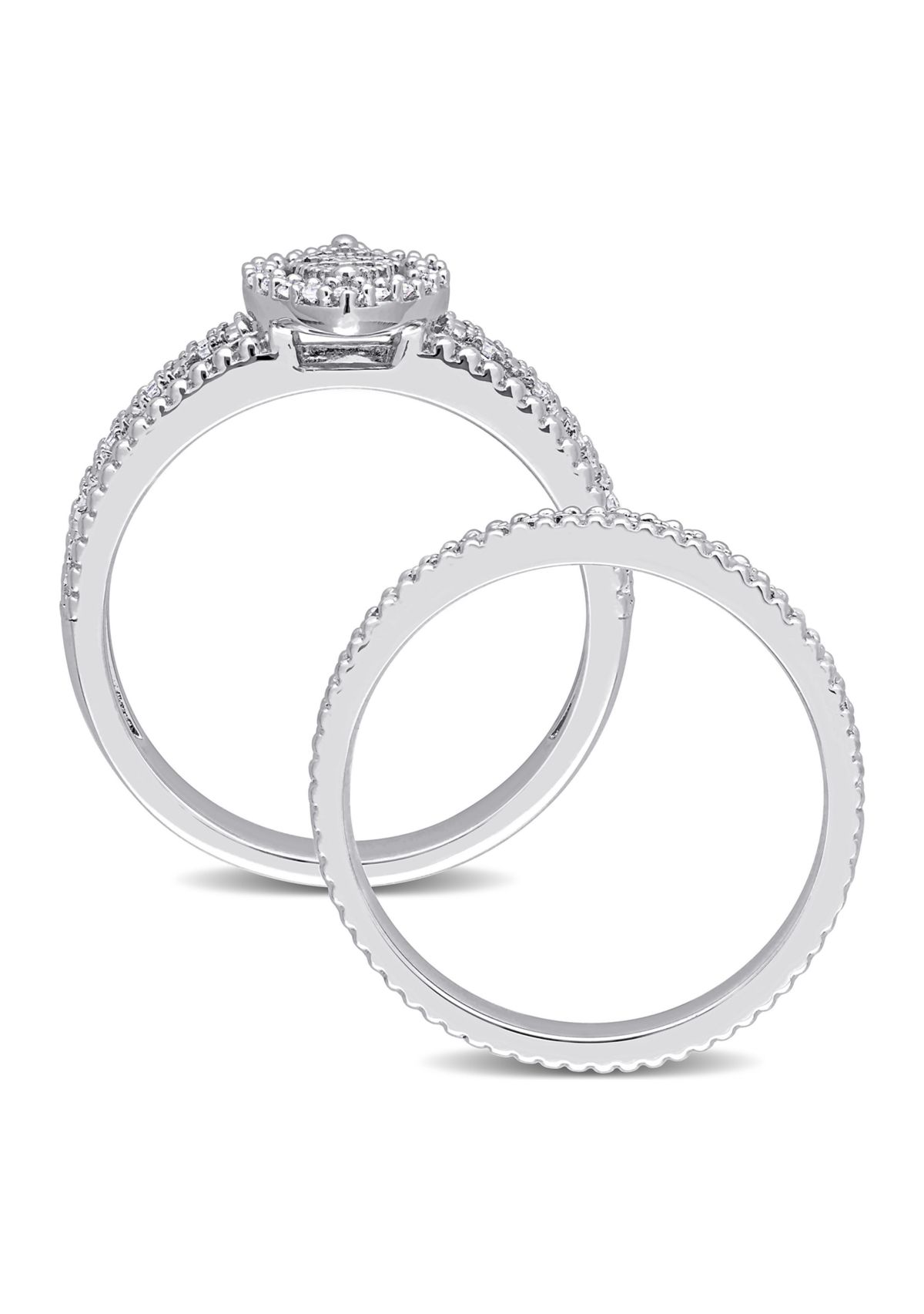 1/3 CT TDW Diamond Marquise Shape Cluster Bridal Set in Sterling Silver