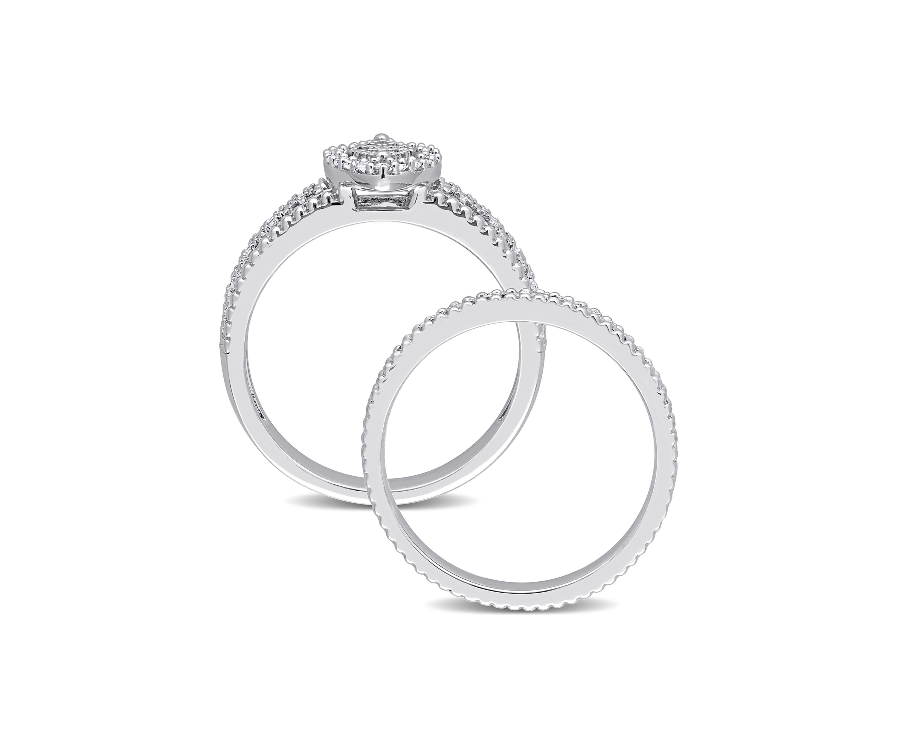 1/3 CT TDW Diamond Marquise Shape Cluster Bridal Set in Sterling Silver