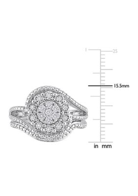 1/4 CT TW Diamond Vintage Bridal Set Sterling Silver