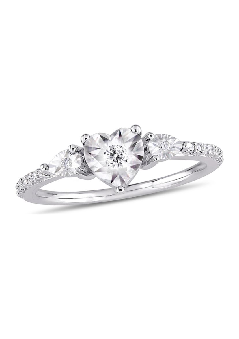 1/7 CT TW Diamond Heart Ring in Sterling Silver