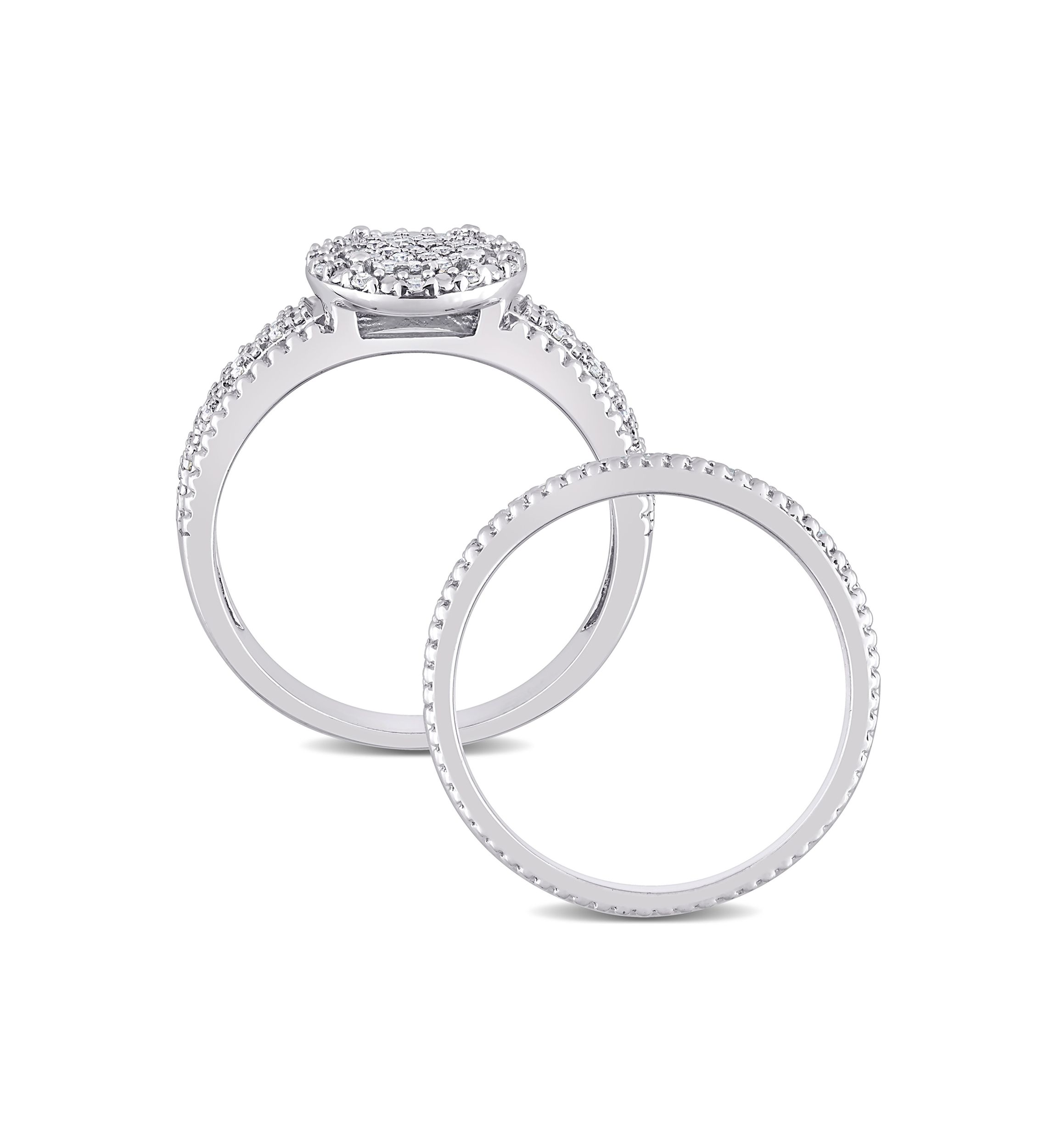 1/3 CT TDW Diamond Cluster Bridal Set in Sterling Silver