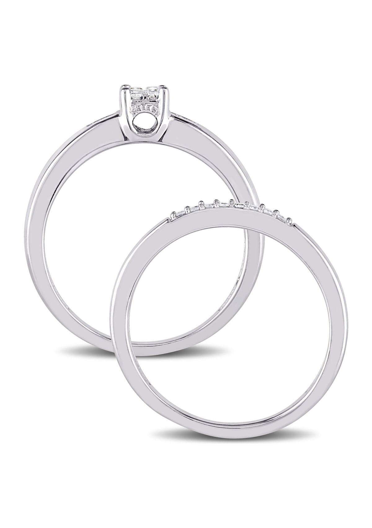 1/6 CT TW Princess Cut Diamond Quad Bridal Set in Sterling Silver