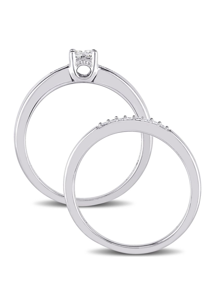 1/6 CT TW Princess Cut Diamond Quad Bridal Set in Sterling Silver