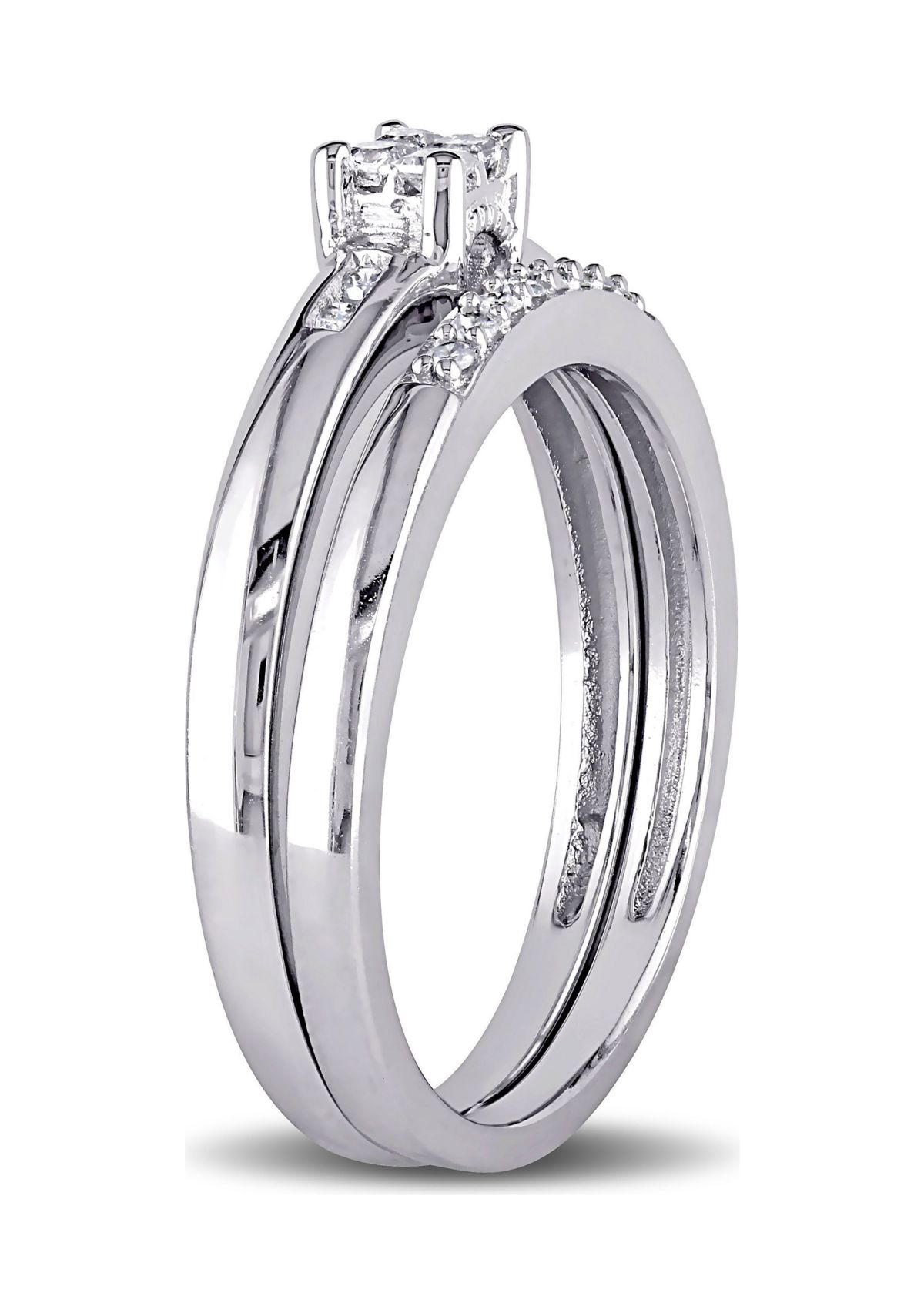 1/6 CT TW Princess Cut Diamond Quad Bridal Set in Sterling Silver