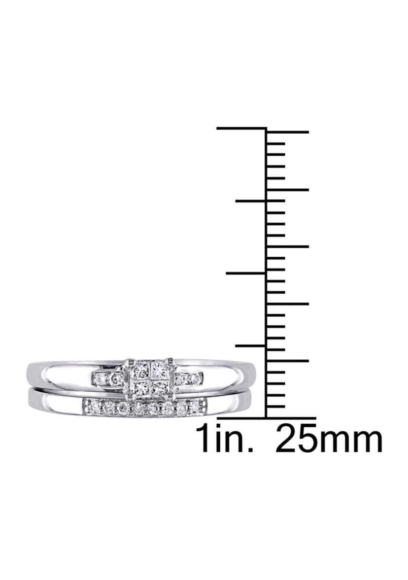 1/6 CT TW Princess Cut Diamond Quad Bridal Set in Sterling Silver