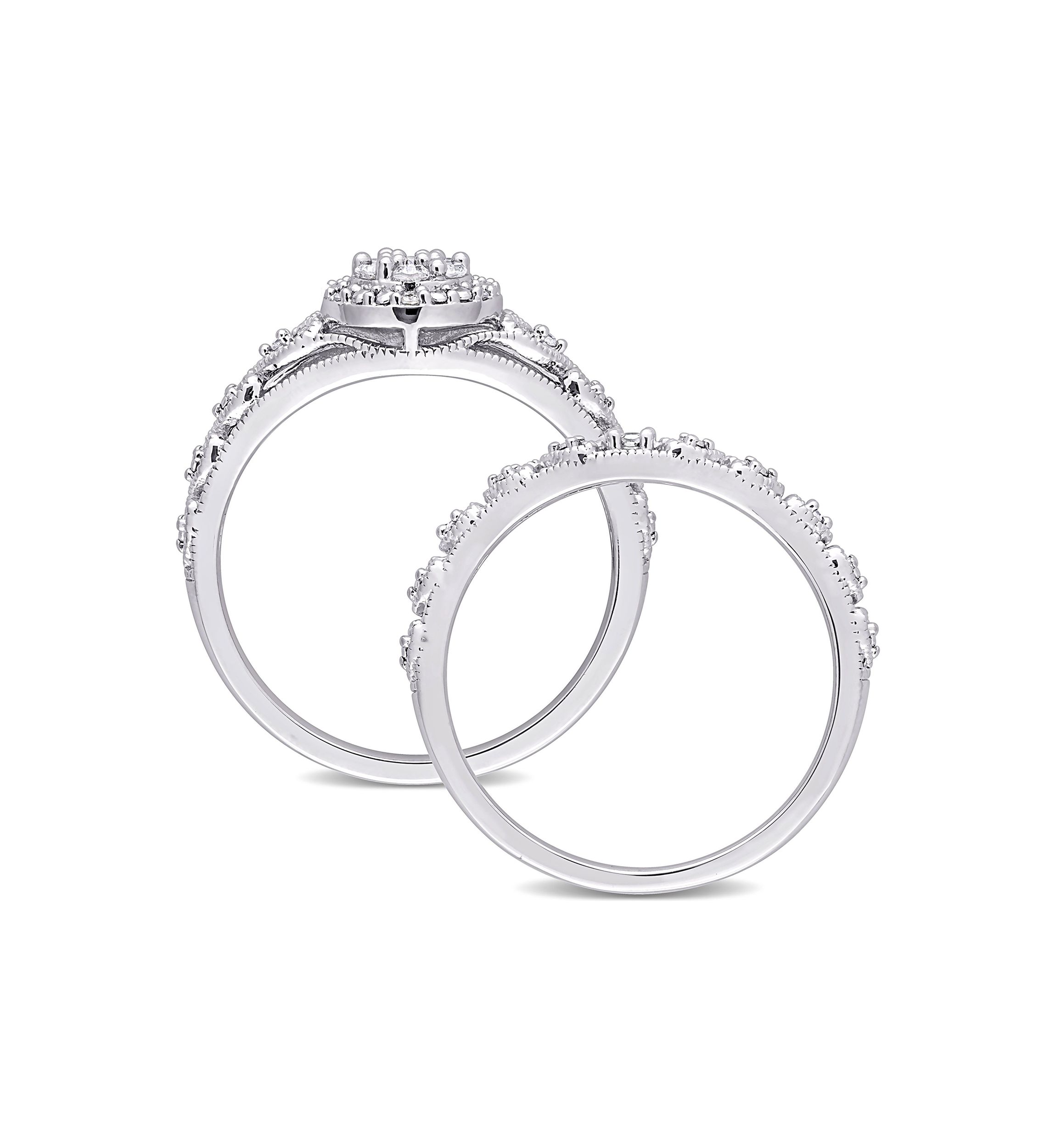 1/5 CT TW Diamond Vintage Bridal Set in Sterling Silver