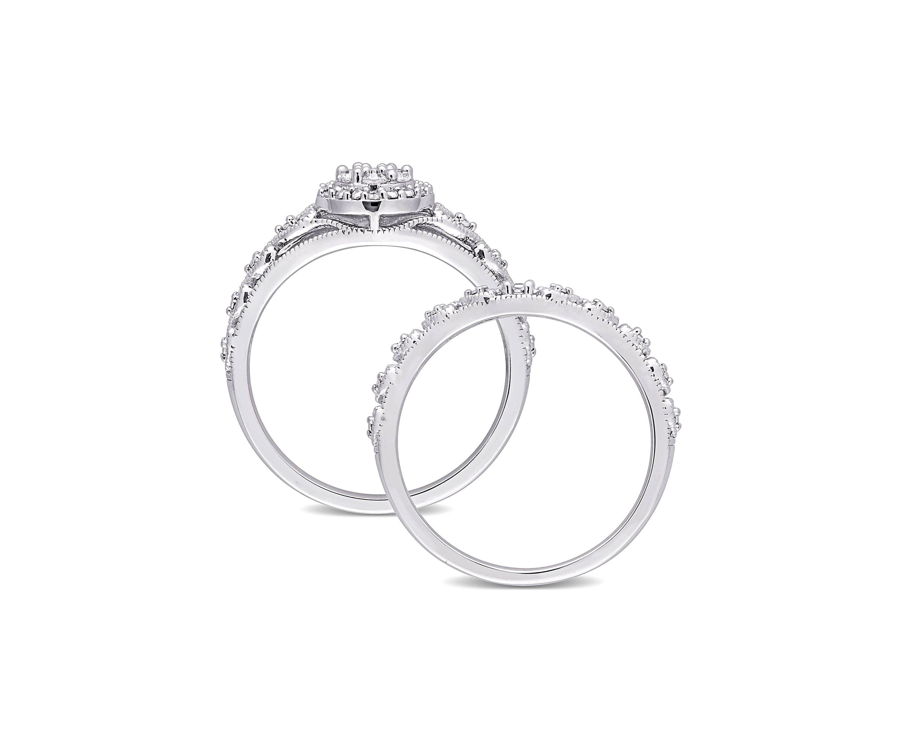 1/5 CT TW Diamond Vintage Bridal Set in Sterling Silver