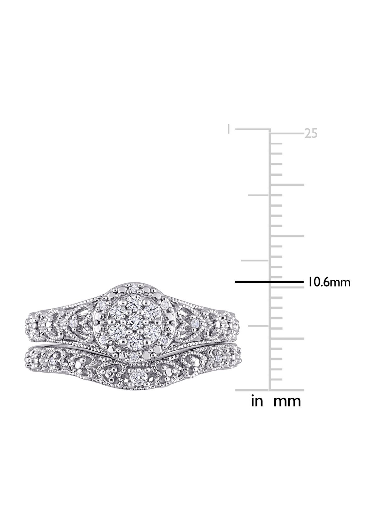1/5 CT TW Diamond Vintage Bridal Set in Sterling Silver