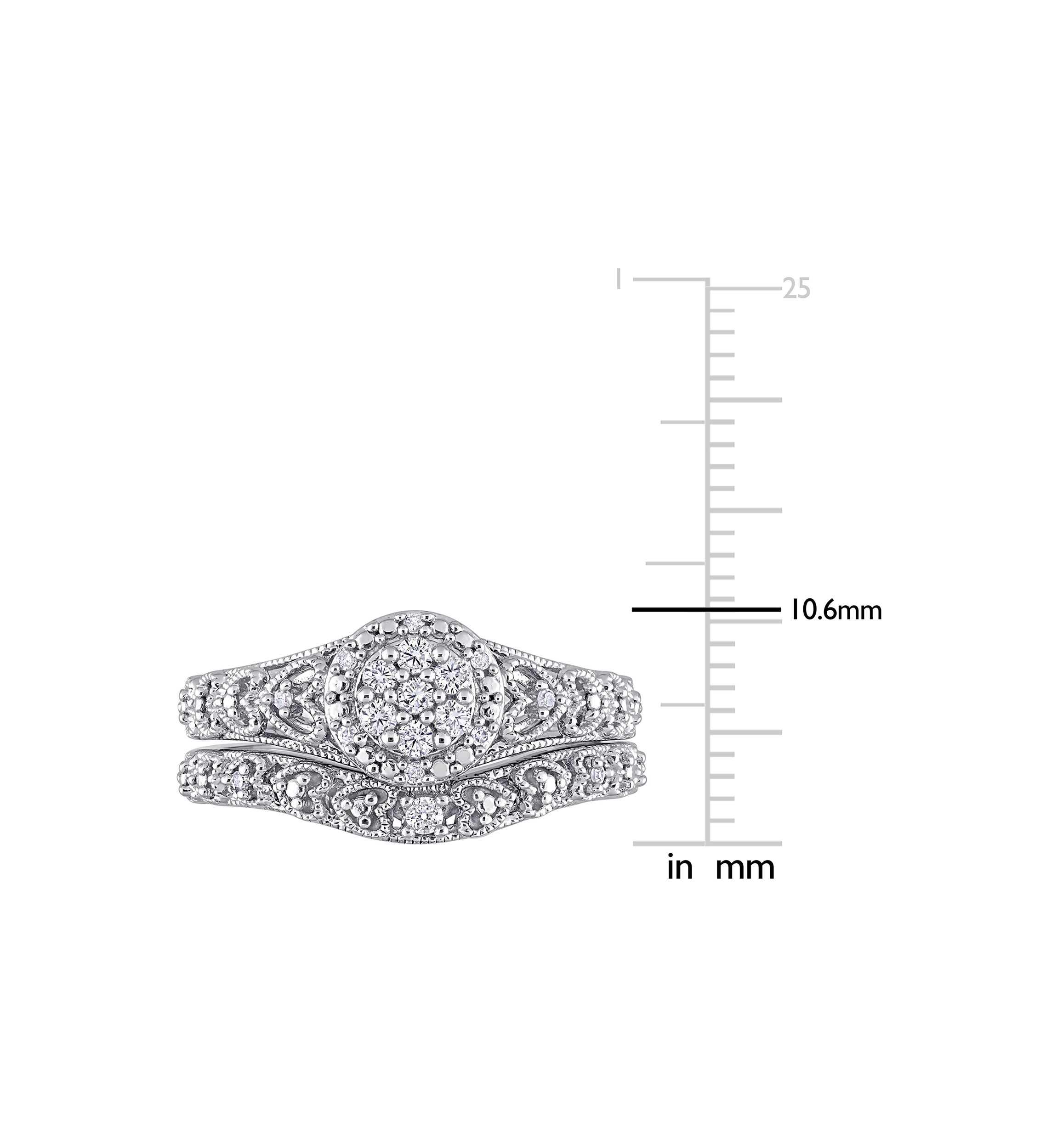 1/5 CT TW Diamond Vintage Bridal Set in Sterling Silver