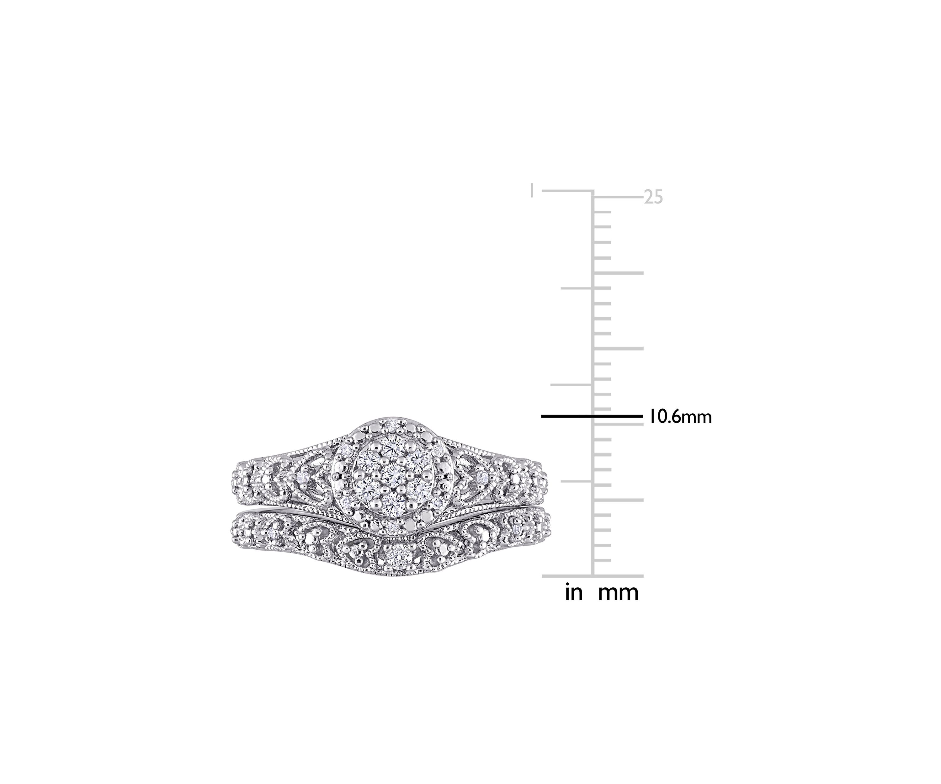 1/5 CT TW Diamond Vintage Bridal Set in Sterling Silver