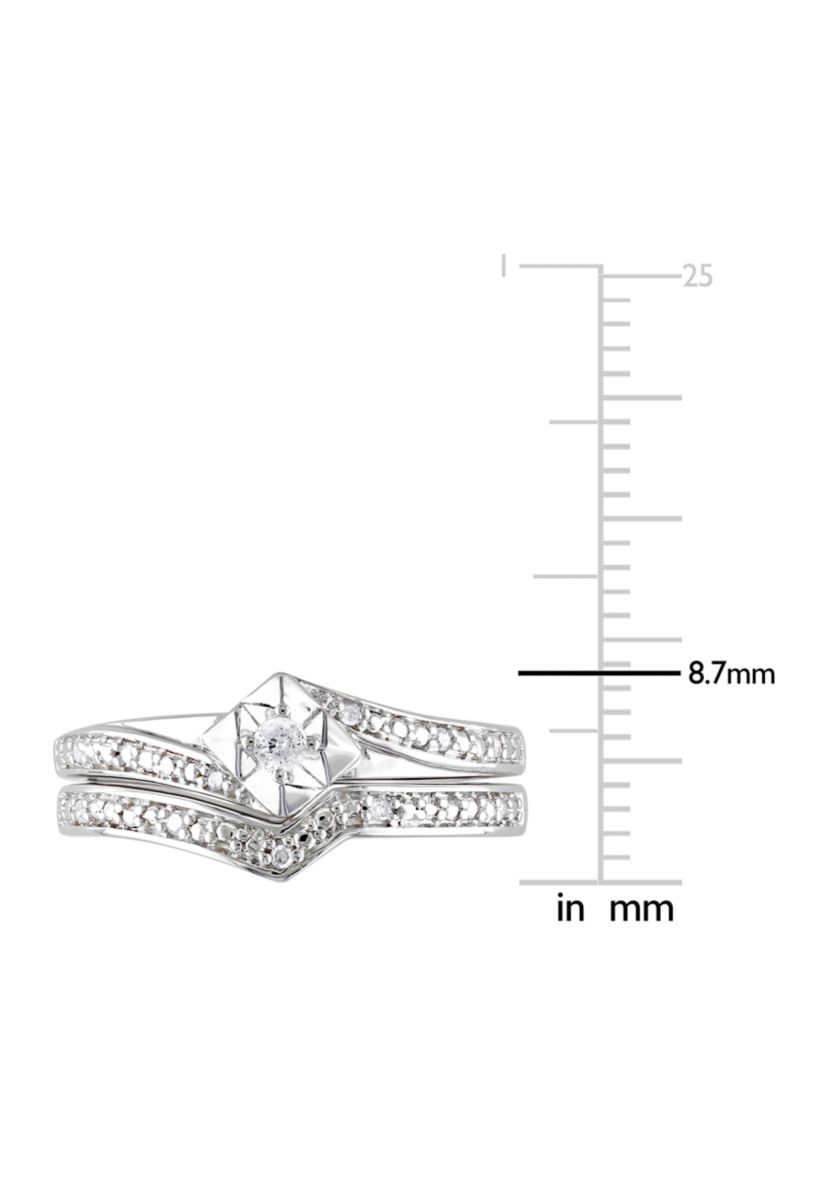 1/10 CT TW Diamond Chevron Bridal Set in Sterling Silver
