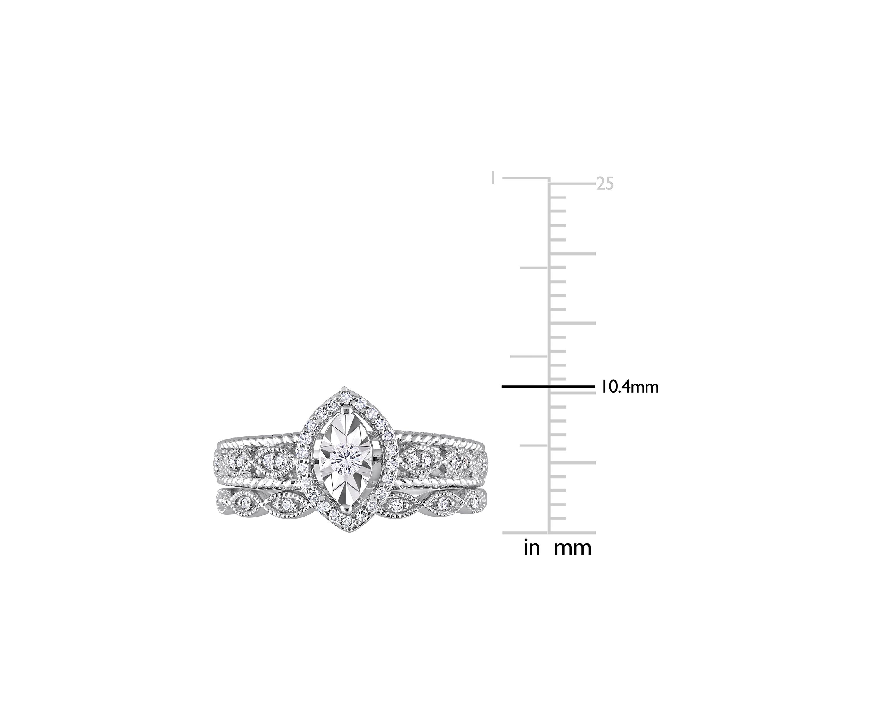 1/5 CT TW Diamond Oval Halo Bridal Ring Set in Sterling Silver