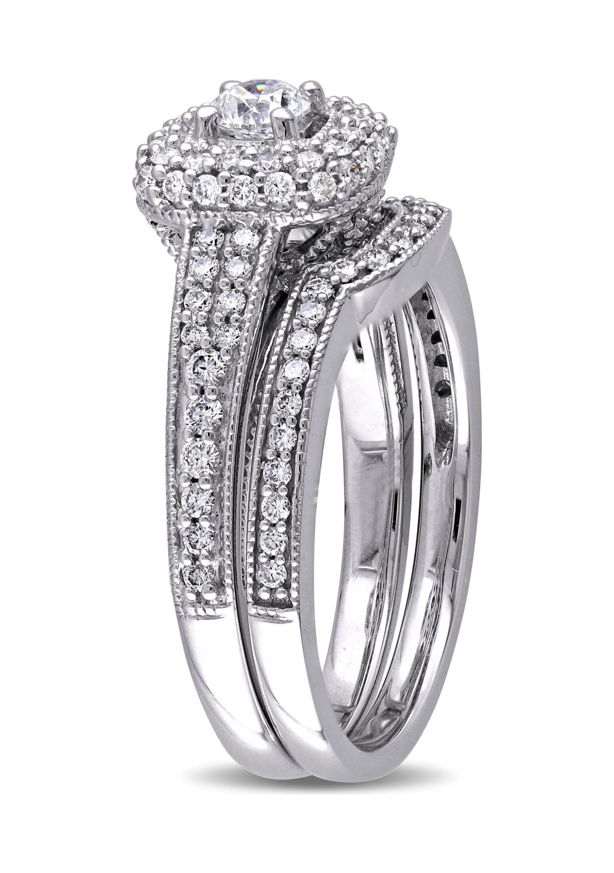 4/5 CT TW Diamond Halo Bridal Set in 14k White Gold