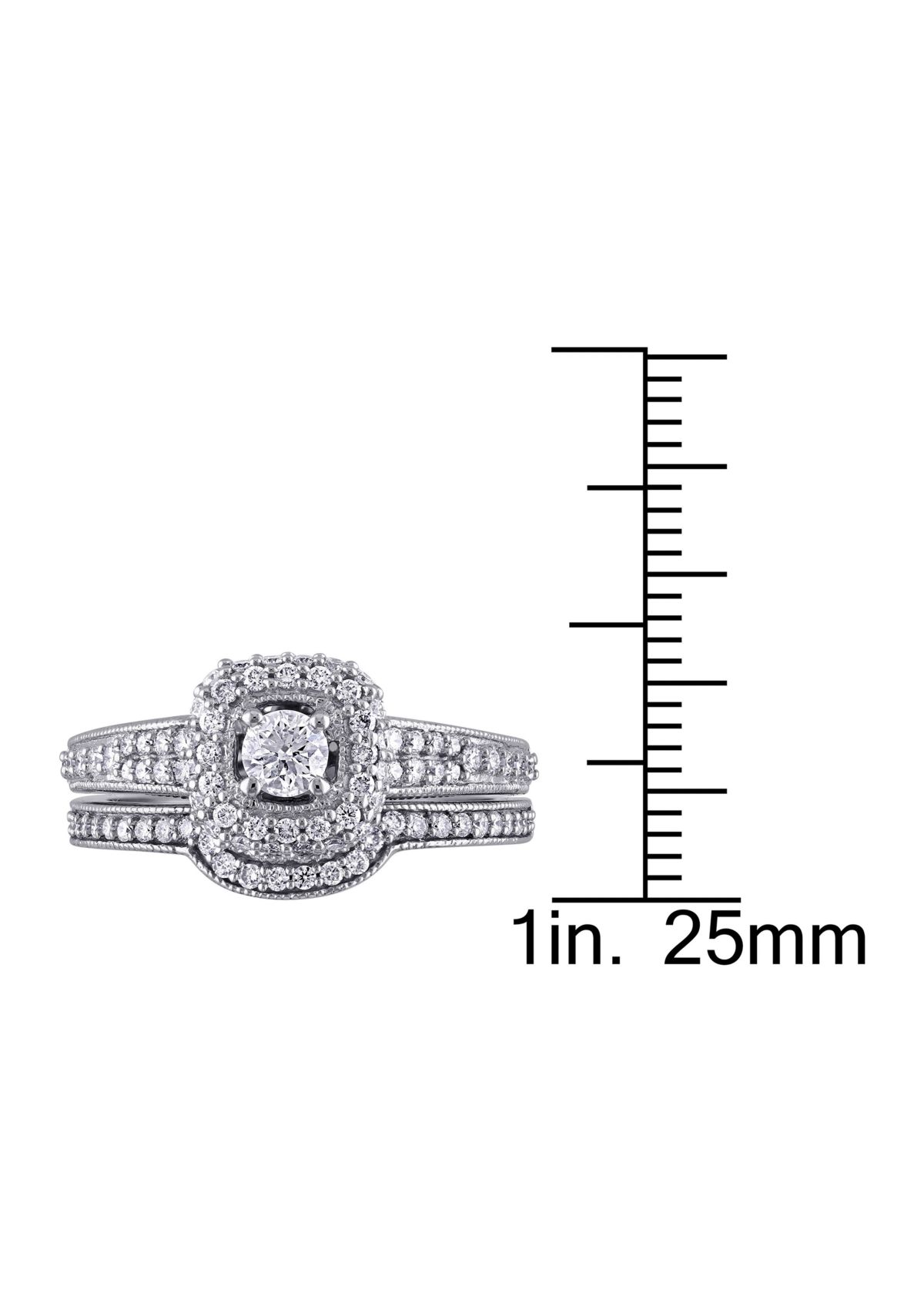 4/5 CT TW Diamond Halo Bridal Set in 14k White Gold