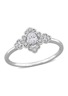 Belk & Co 1/4 ct. t.w. Oval and Round Diamond Vintage Engagement Ring in 14k White Gold