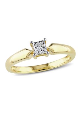 Belk & Co 1/3 ct. t.w. Princess Cut Diamond Solitaire Engagement Ring in 10k Yellow Gold, 7