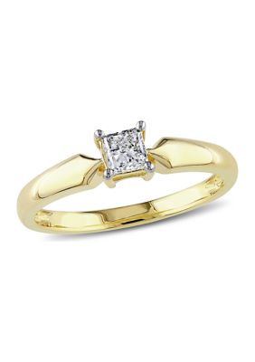Belk & Co 1/3 Ct. T.w. Princess Cut Diamond Solitaire Engagement Ring In 10K Yellow Gold