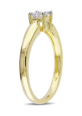 1/3 ct. t.w. Princess Cut Diamond Solitaire Engagement Ring 10k Yellow Gold