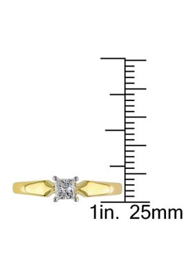 1/3 ct. t.w. Princess Cut Diamond Solitaire Engagement Ring 10k Yellow Gold