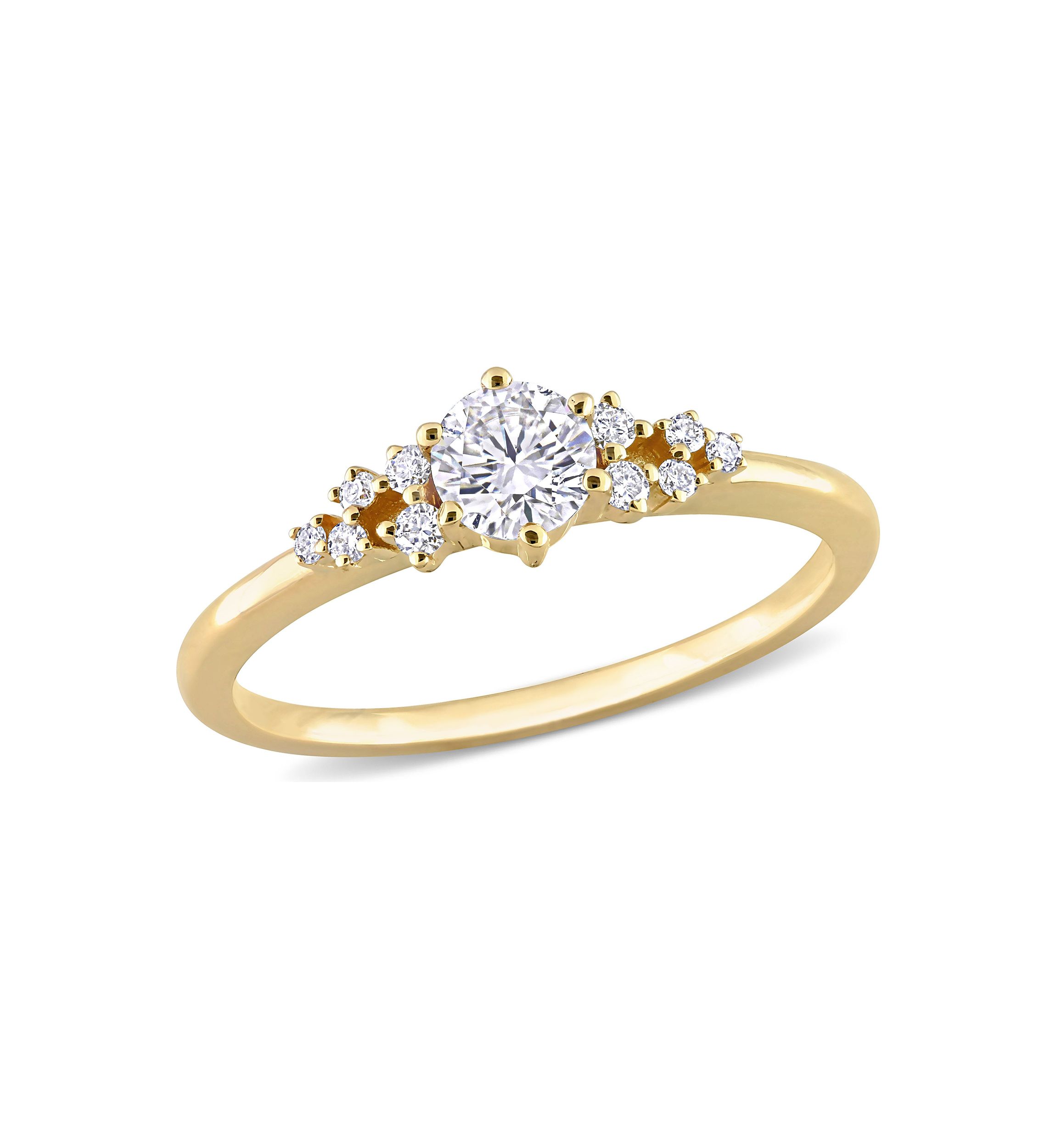 1/2 CT TDW Diamond Cluster Ring in 10k Yellow Gold