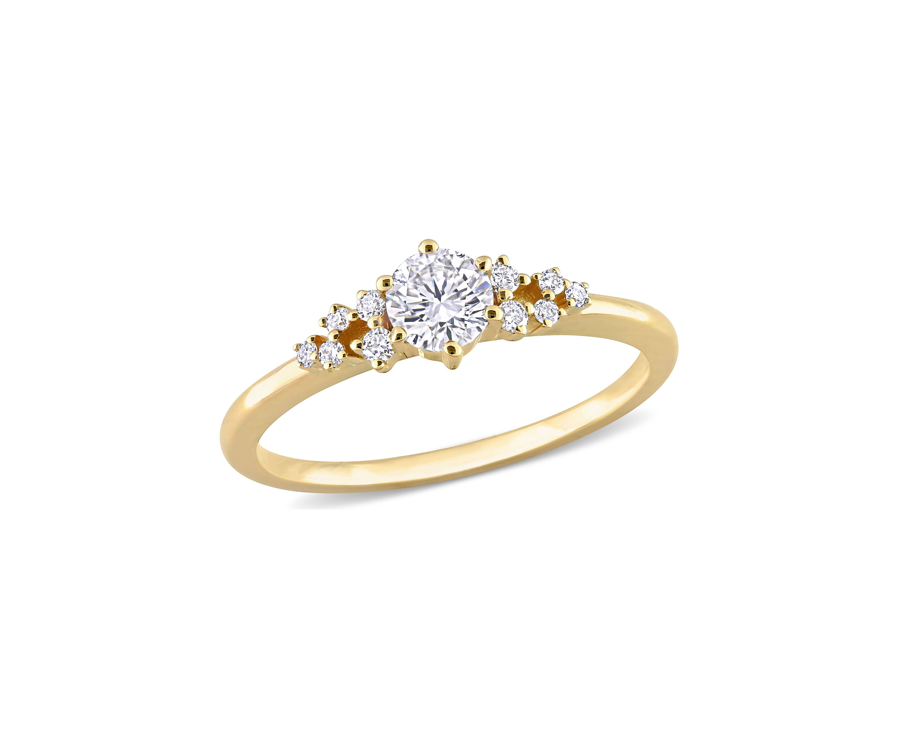 1/2 CT TDW Diamond Cluster Ring in 10k Yellow Gold