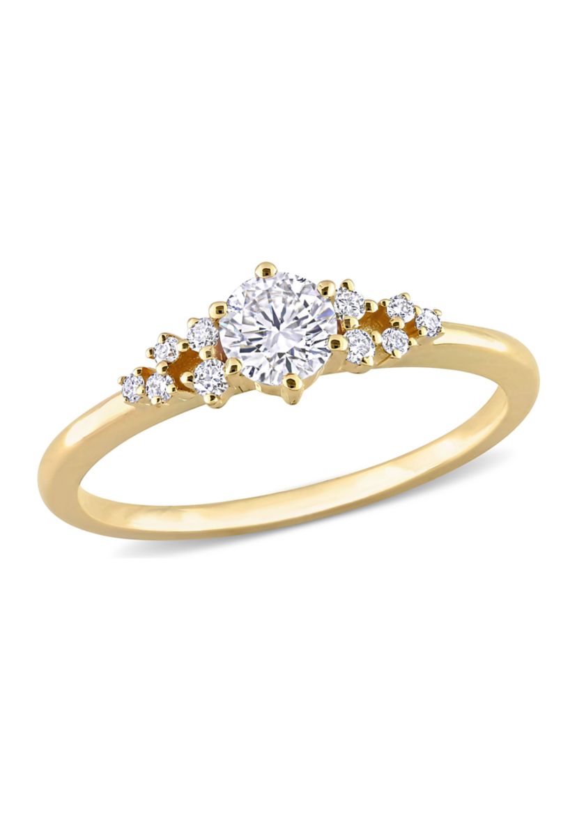 1/2 CT TDW Diamond Cluster Ring in 10k Yellow Gold