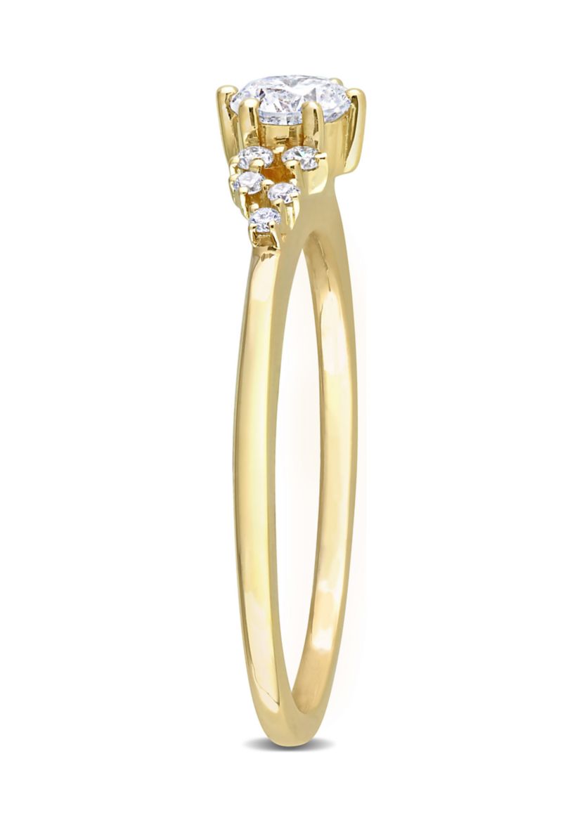 1/2 CT TDW Diamond Cluster Ring in 10k Yellow Gold