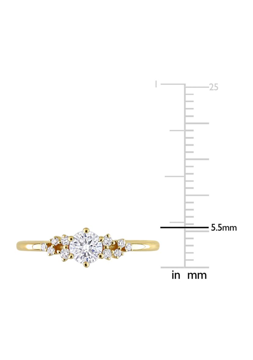 1/2 CT TDW Diamond Cluster Ring in 10k Yellow Gold