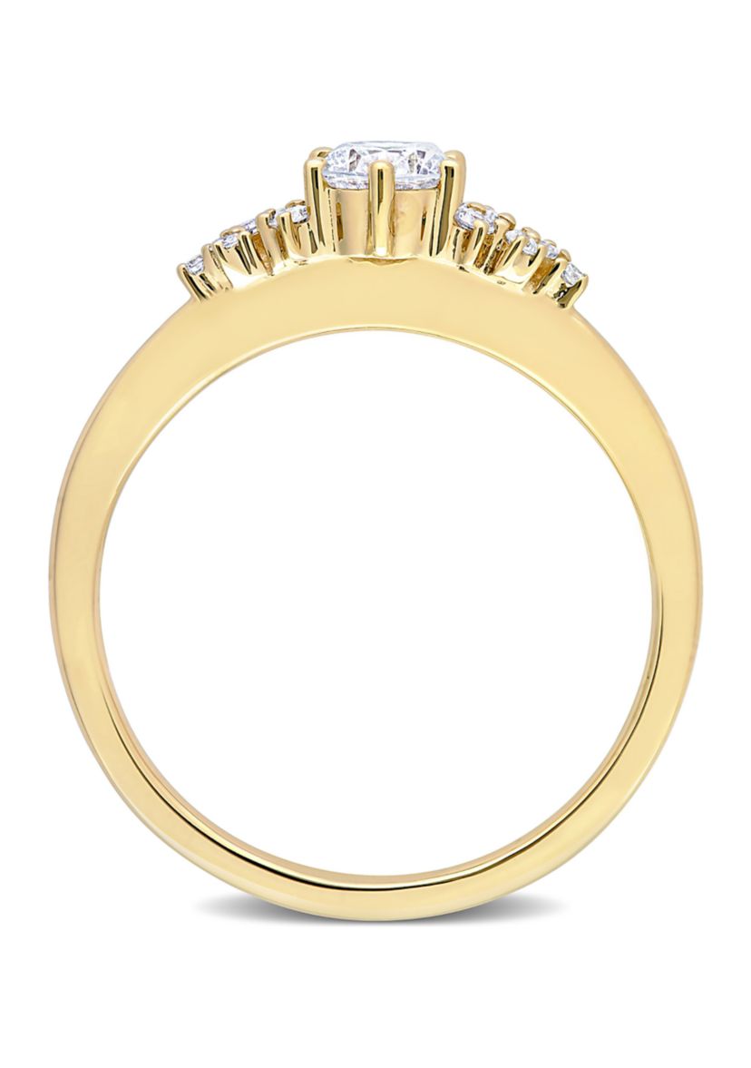 1/2 CT TDW Diamond Cluster Ring in 10k Yellow Gold