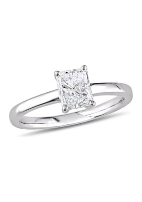 1 CT Radiant Diamond Solitaire Ring in 14k White Gold, 75% Off