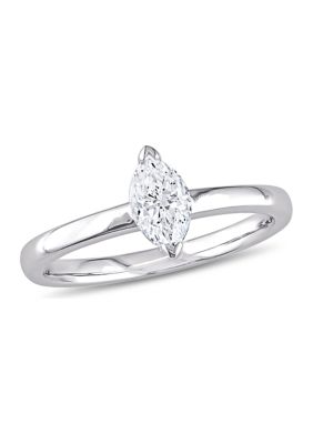 1/2 CT TW Marquise-Cut Diamond Solitaire Engagement Ring 14k White Gold