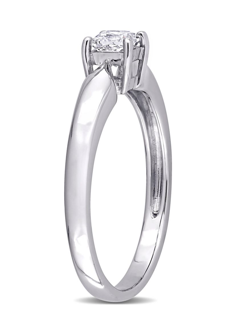 1/3 CT TW Princess Cut Diamond Solitaire Engagement Ring in 10k White Gold