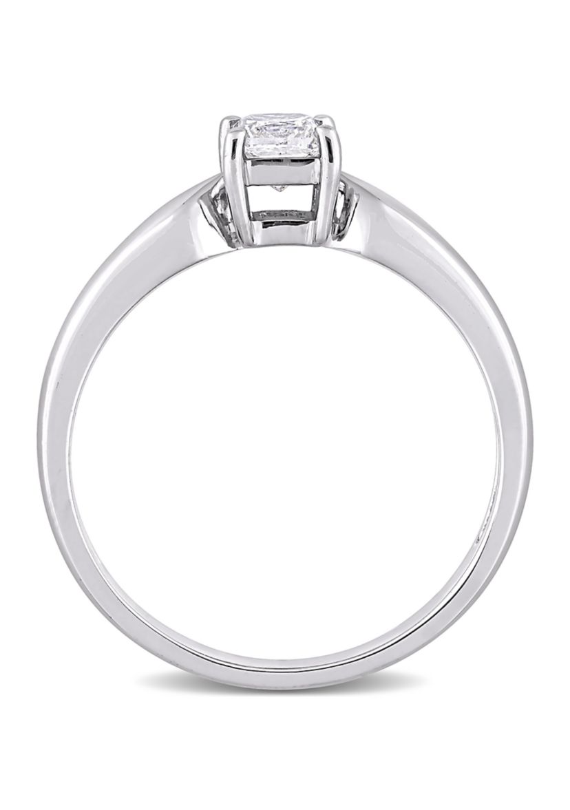 1/3 CT TW Princess Cut Diamond Solitaire Engagement Ring in 10k White Gold