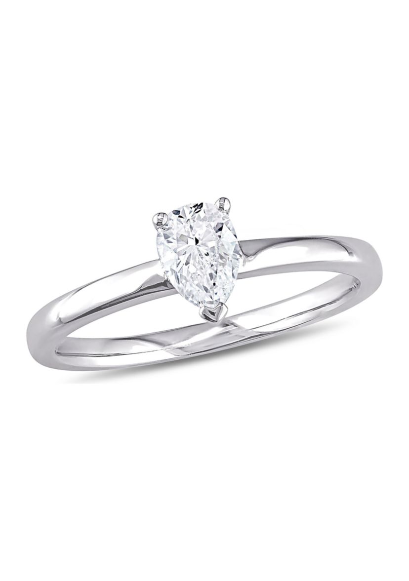 1/2 CT TW Pear-Cut Diamond Solitaire Engagement Ring in 14k White Gold