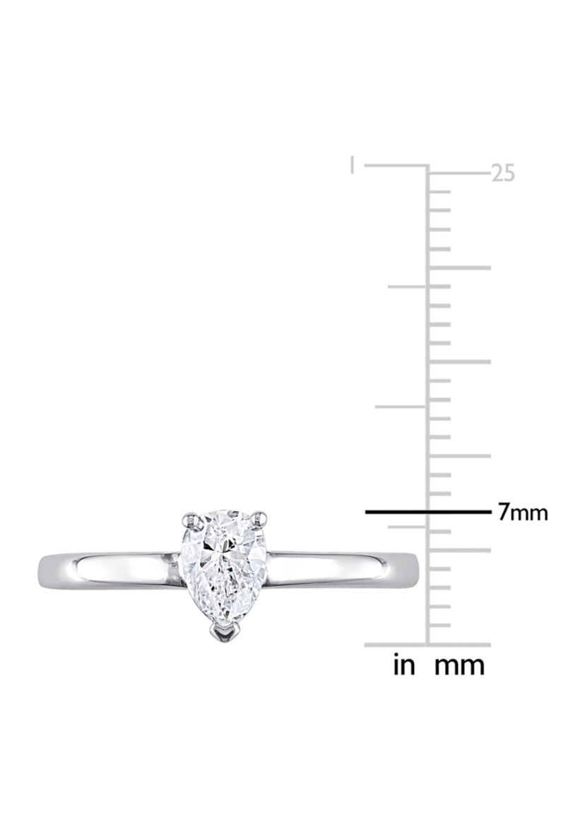 1/2 CT TW Pear-Cut Diamond Solitaire Engagement Ring in 14k White Gold
