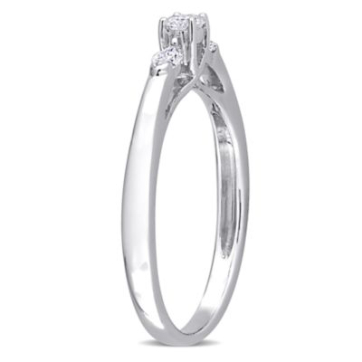 1/4 CT TDW Round and Marquise Diamond Engagement Ring 10k White Gold