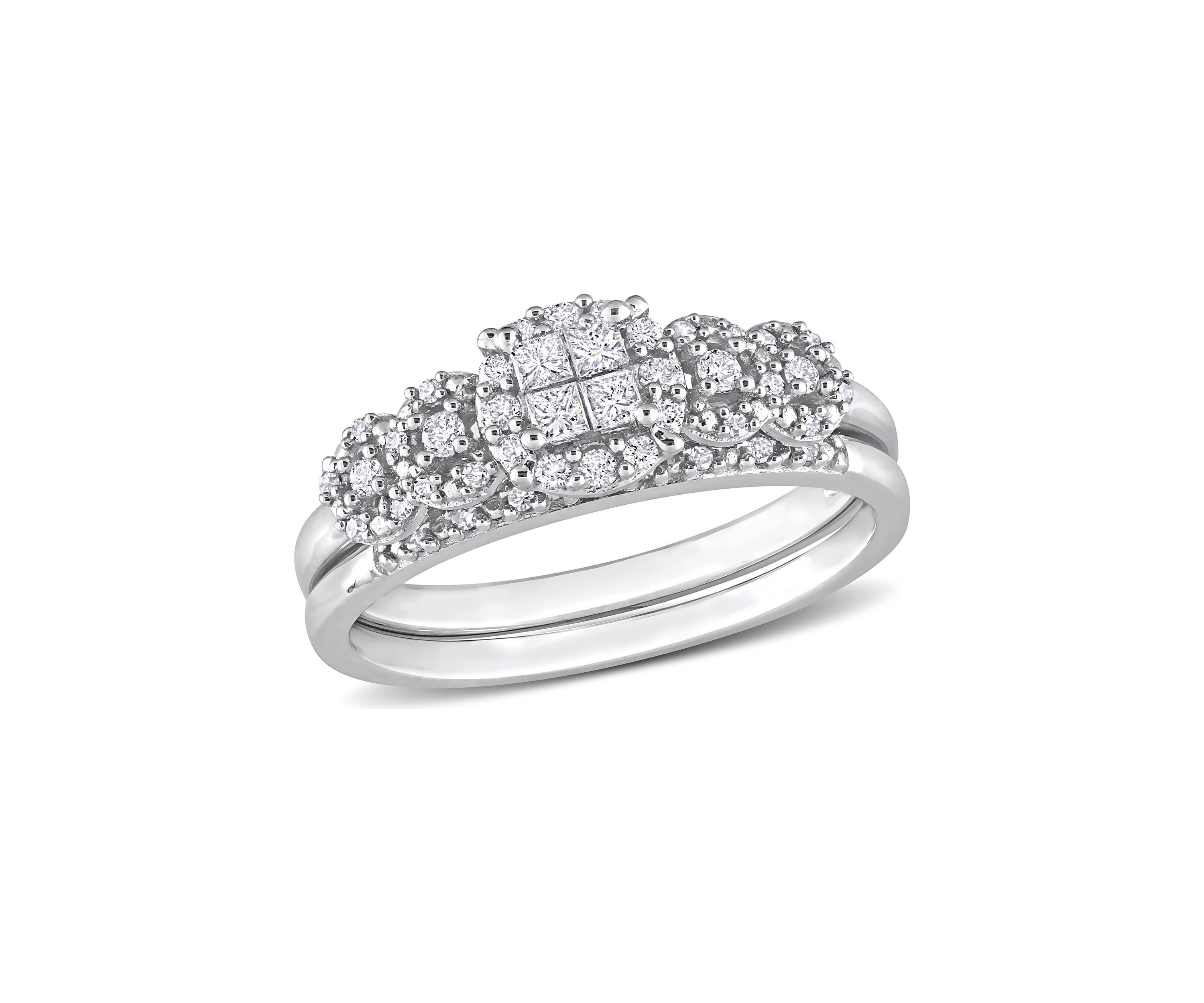 1/3 CT TDW Diamond Cluster Bridal Set in 10k White Gold