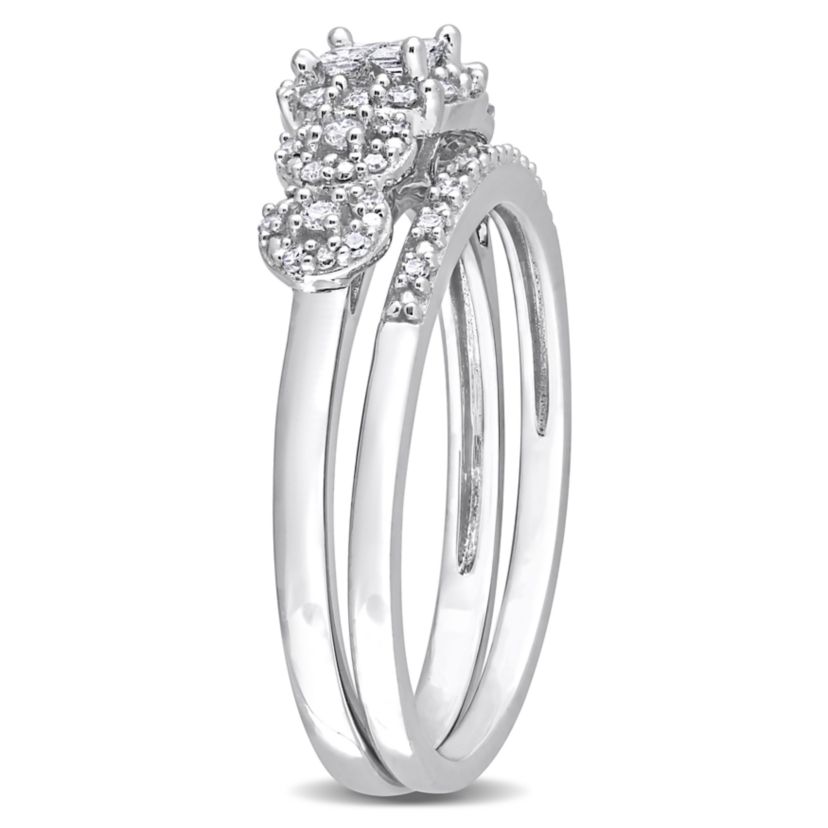 1/3 CT TDW Diamond Cluster Bridal Set in 10k White Gold
