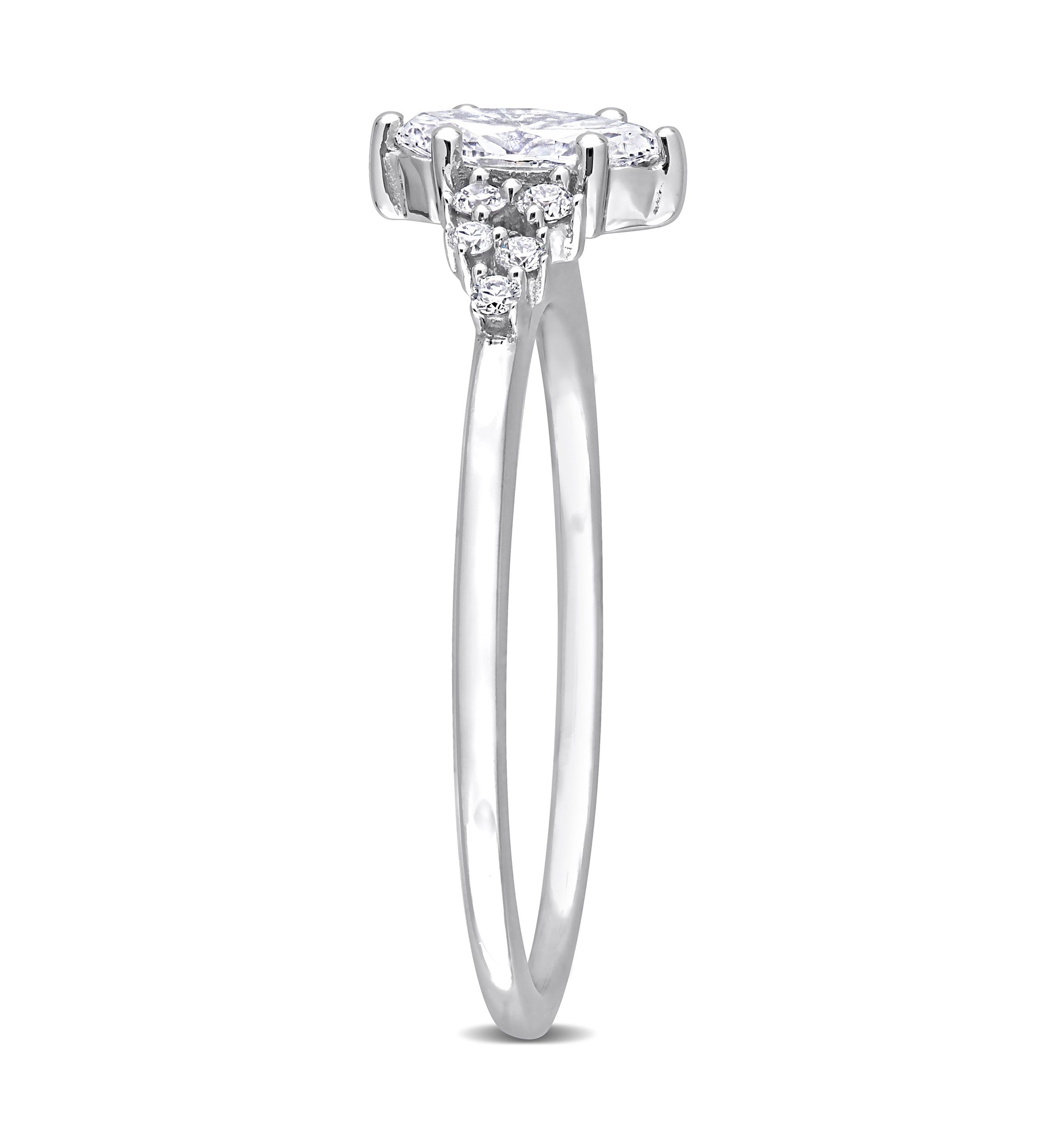 1/2 Ct TW Marquise and Round Diamond Engagement Ring in 14k White Gold
