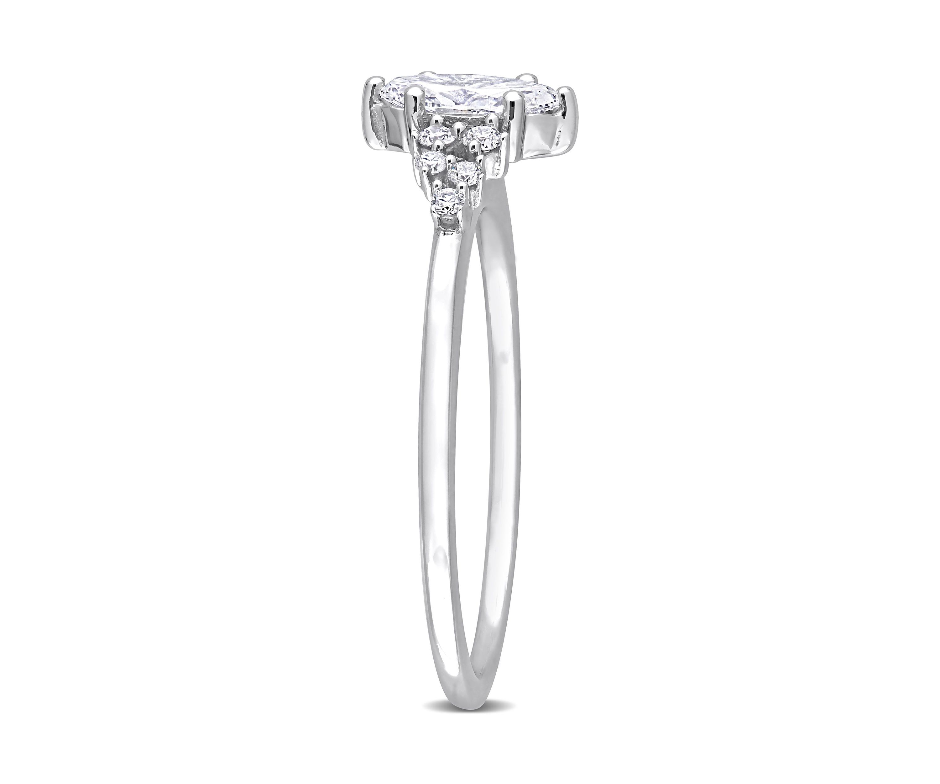 1/2 Ct TW Marquise and Round Diamond Engagement Ring in 14k White Gold