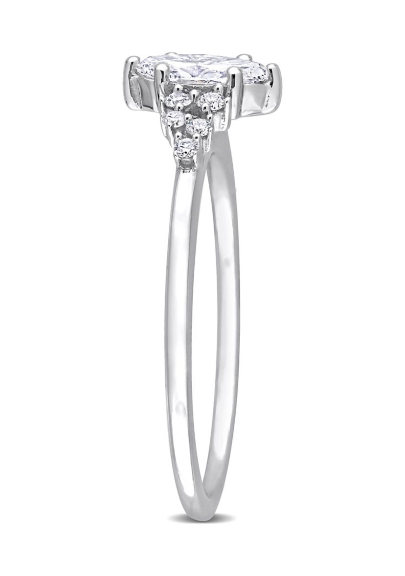 1/2 Ct TW Marquise and Round Diamond Engagement Ring in 14k White Gold