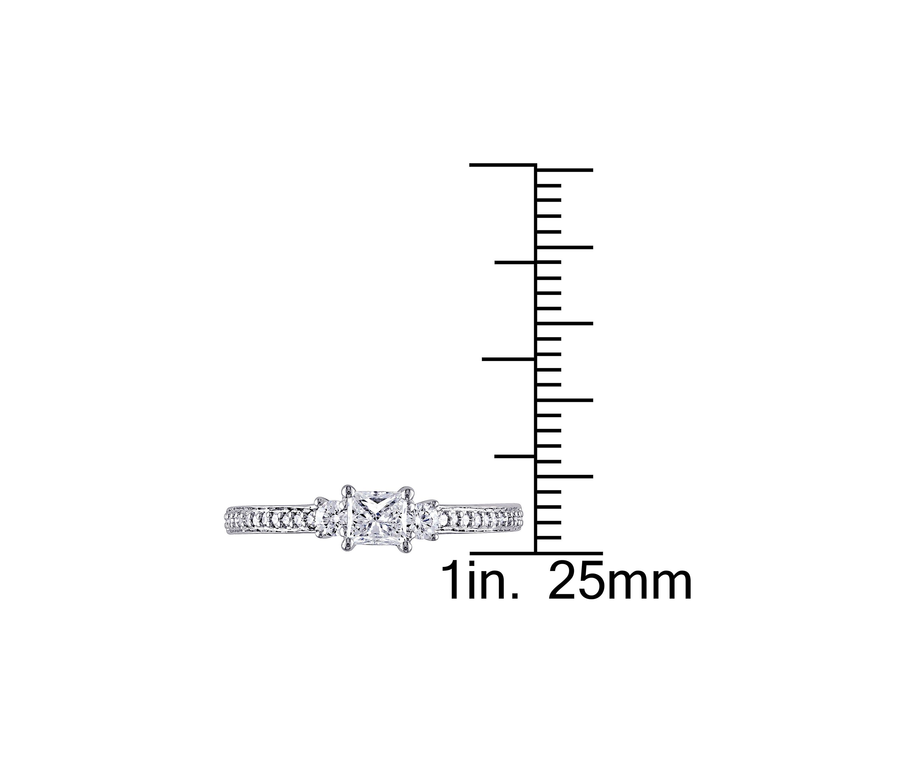 1/2 CT TW Princess Cut and Round Diamond 3-Stone Engagement  Ring in 10k White Gold