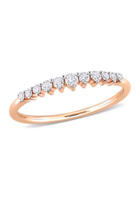 Belk & Co 1/5 CT TDW Diamond Semi-Eternity Ring in 14k Rose Gold, Pink, 6