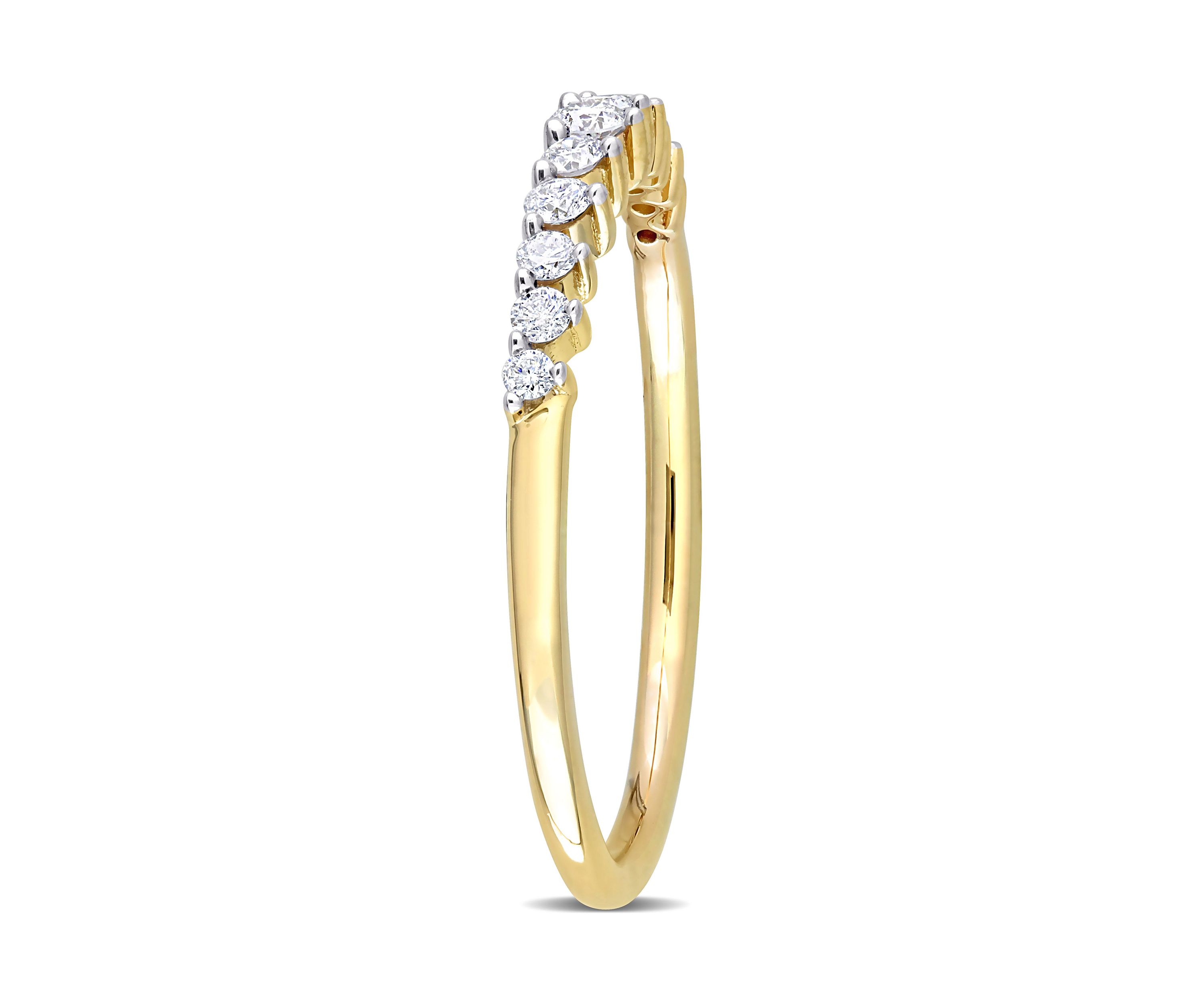 1/5 CT TDW Diamond Semi-Eternity Ring in 10k Yellow Gold