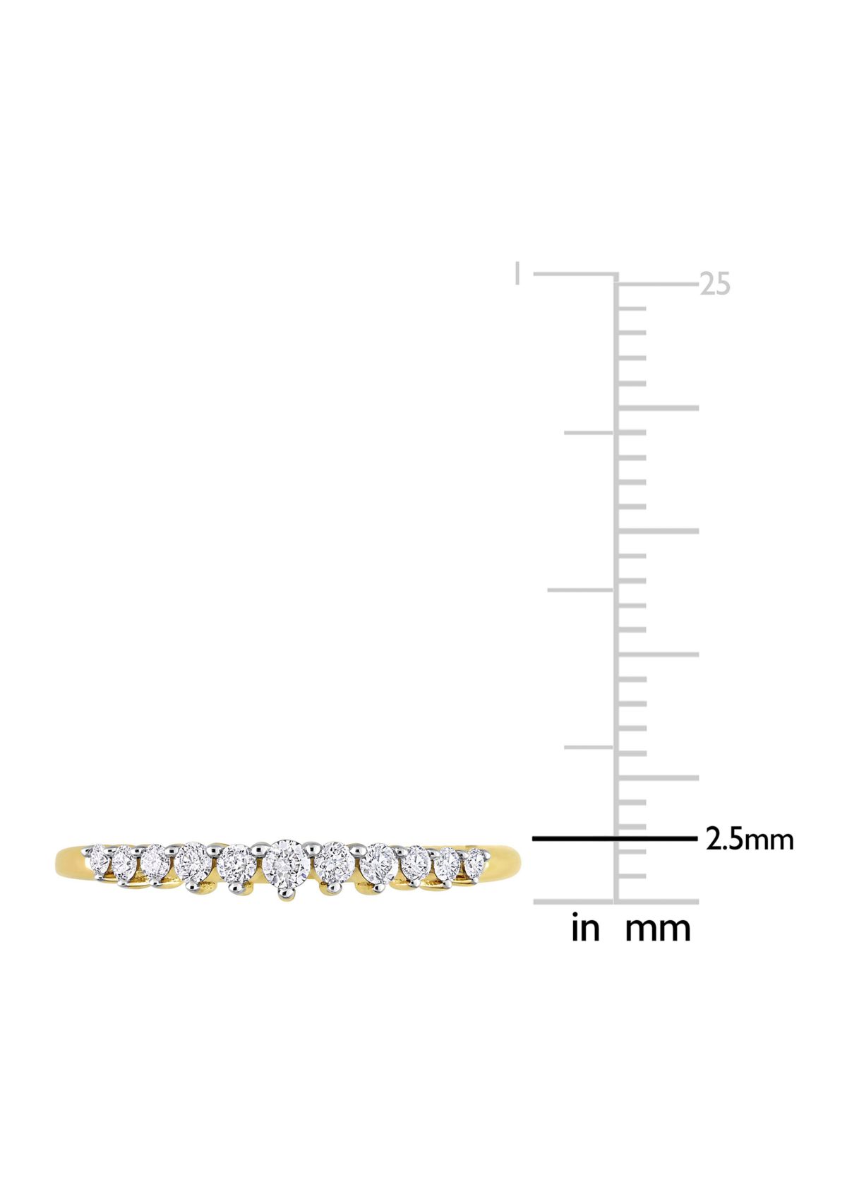 1/5 CT TDW Diamond Semi-Eternity Ring in 10k Yellow Gold