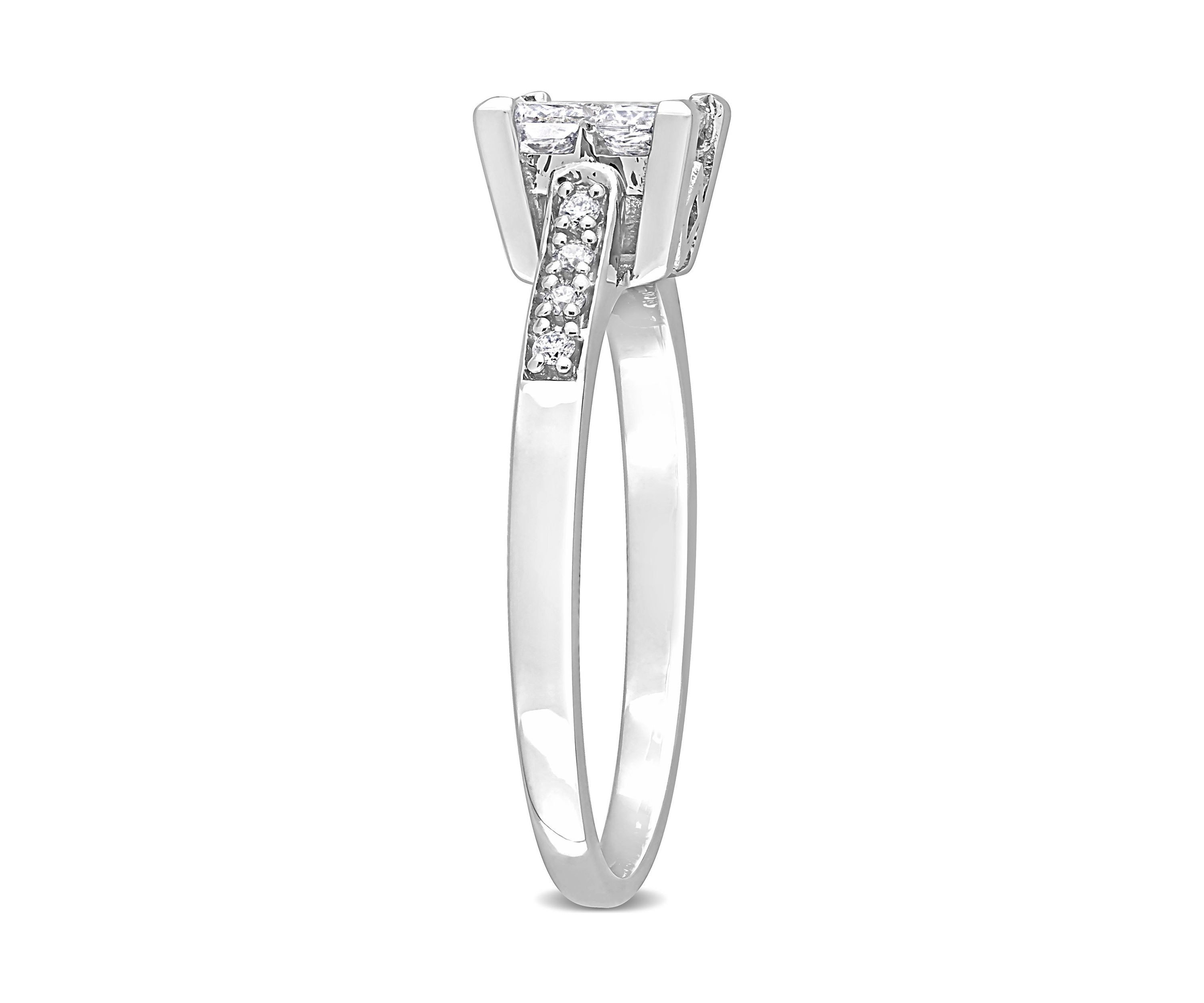 5/8 CT TW Princess and Round-Cut Diamond Cluster Engagement Ring in 10k White Gold